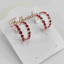 Brinco Feminino Argolinha 2 Voltas Zircônia Rubi Folheado A Prata Antialérgico - RSPRI017 P