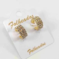 Brinco Feminino Argolinha 3 Voltas Zircônia Folheado A Ouro 18K Antialérgico - RSPRI036