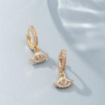 Brinco Feminino Argolinha Olho Grego Microzircônias Banhada a Ouro 18K Brinco Feminino Argolinha Olho Grego Microzircônias Banhada a Ouro 18K