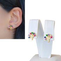 Brinco Feminino Arvore da Vida Banhado Ouro Semijoia Mulher Brinco Feminino Arvore da Vida Banhado Ouro Semijoia Mulher