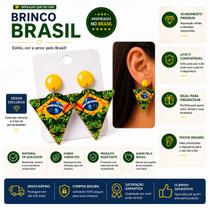 Brinco Feminino Bandeira Brasil Hipoalergênico Leve Tarraxa Orgulho Nacional