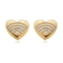 Brinco Feminino Banhado a Ouro 18k Pequeno Coração Delicado
