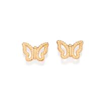 Brinco Feminino Borboleta Estilizado Banhado a Ouro 18k 527337 Brinco Feminino Borboleta Estilizado Banhado a Ouro 18k 527337
