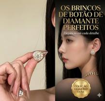 Brinco Feminino Botão de Diamante Ouro Zirconia Pino de Prata 925 Antialérgico Delicado Minimalista Brinco Feminino Botão de Diamante Ouro Zirconia Pino de Prata 925 Antialérgico Delicado Minimalista