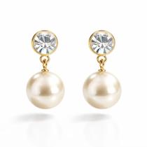 Brinco Feminino Clássico Pérola Folheado a Ouro 18k Couti Brinco Feminino Clássico Pérola Folheado a Ouro 18k Couti