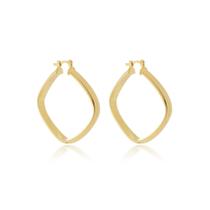 Brinco Feminino com Argola e Losango Folheado a Ouro 18k Design Moderno e Elegante