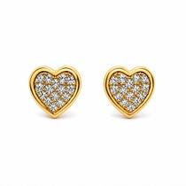 Brinco Feminino Coração com Strass em Latão Acessório Elegante e Versátil Brinco Feminino Coração com Strass em Latão Acessório Elegante e Versátil