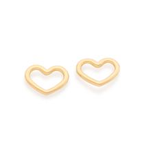 Brinco Feminino Coração Vazado Banhado a Ouro 18k 526499 Brinco Feminino Coração Vazado Banhado a Ouro 18k 526499
