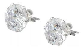 Brinco Feminino Cravejado 10mm Prata 925 Diamante Sintético - Superloja Joias