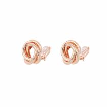 Brinco Feminino de Pressão Círculos Abstrato Pequeno Rose -