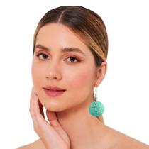 Brinco Feminino Delicado Dangle Vintage Mandala Indi Verde - Brinco Feminino Delicado Dangle Vintage Mandala Indi Verde -
