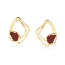 Brinco Feminino Dourado Com Detalhe Marsala