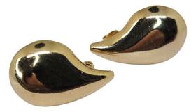 Brinco Feminino Dourado Formato Gota Curva Banhado Ouro 18k