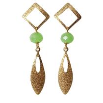 Brinco feminino Dourado Verde Brinco com cristal