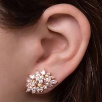 Brinco Feminino Ear Cuff Navete Incolor em Zircônias Banhado em Ouro 18k