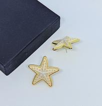 Brinco Feminino Estrela do Mar resina colorido Par de Brincos pequeno detalhes Dourado Tendência Moda Praia Verão Luxo