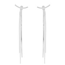 Brinco Feminino Festa Luxo 3 Fios Longo Prateado Brinco Feminino Festa Luxo 3 Fios Longo Prateado