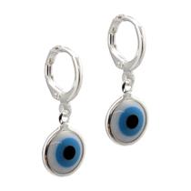 Brinco Feminino Folheado Prata Argola Olho Grego - Mau Olhado - Caixa Acrílica de Luxo - Semijoias