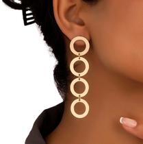 Brinco Feminino Geométricos Minimalistas Mulheres Pingentes 3 Círculos Brinco Feminino Geométricos Minimalistas Mulheres Pingentes 3 Círculos
