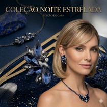 Brinco Feminino Gotas Azul Profundo e Preto Zircônias Luxuoso Brinco Feminino Gotas Azul Profundo e Preto Zircônias Luxuoso