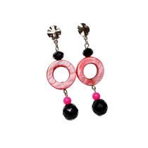 Brinco feminino grande Vermelho Brinco Pink madrepérola