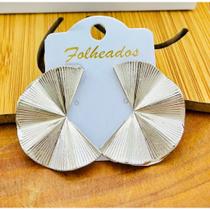 Brinco Feminino Leque Meia Lua Folheado Dourado e Prateado