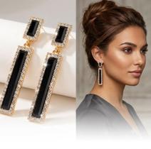Brinco Feminino Long Cravejada Zirconia Pino de Prata 925 Antialérgico Delicado Minimalista