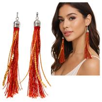 Brinco Feminino Longo de Franjas Tassel Elegante Moda Festa (1 Par) Brinco Feminino Longo de Franjas Tassel Elegante Moda Festa (1 Par)