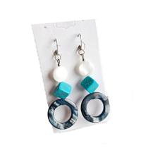 Brinco Feminino Madrepérola Longo Brinco Grande Feminino Azul Branco Brinco Feminino Madrepérola Longo Brinco Grande Feminino Azul Branco