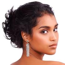 Brinco Feminino Malha Delicado Pendurar Brilhante Prateado Brinco Feminino Malha Delicado Pendurar Brilhante Prateado