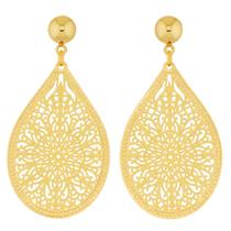 Brinco Feminino Mandala Cleo Dourado Banhado A Ouro 18k Aço