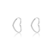 Brinco Feminino Modelo Coração Pequeno Argolinha Em Prata 925