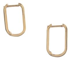 Brinco Feminino Ouro 18k 750 Modelo Click Retangular 2.2 Amarelo Brinco Feminino Ouro 18k 750 Modelo Click Retangular 2.2 Amarelo