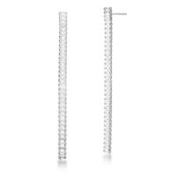 Brinco Feminino Pêndulo Em Cristais Baquetes Banhado A Ródio