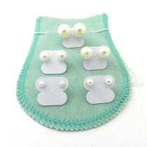 Brinco Feminino Perola Kit 5 Pares Aço Inox Br499