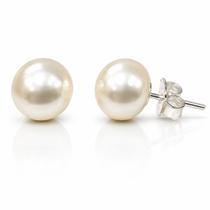 Brinco Feminino Perola Natural Prata Legitima Esfera Grande
