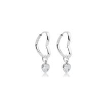 Brinco Feminino Pingente Coração Prata Legítima