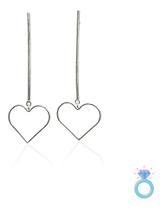 Brinco Feminino Prata 925 Fio Coraçao Pendurado