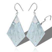 Brinco Feminino Prata Original Pedra Madri Perola Losango