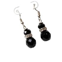 Brinco Feminino Preto de cristal Preto Strass