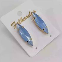 Brinco Feminino Prisma Acrílico Azul Céu Folheado A Ouro 18K Antialérgico - RSPRI015