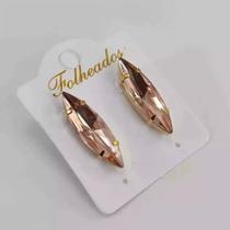 Brinco Feminino Prisma Acrílico Goiaba Folheado A Ouro 18K Antialérgico - RSPRI020