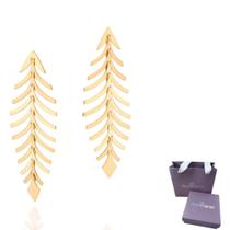 Brinco Feminino Rommanel Folhas Articulado Banhado A Ouro 18k Brinco Feminino Rommanel Folhas Articulado Banhado A Ouro 18k