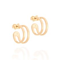 Brinco Feminino Rommanel Meia Argola Aro Duplo Banhado a Ouro 18k 526254