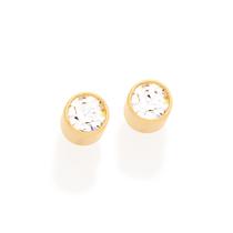 Brinco Feminino Rommanel Solitário Banhado a Ouro 18k com Cristais 523172 Brinco Feminino Rommanel Solitário Banhado a Ouro 18k com Cristais 523172