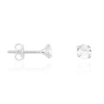 Brinco Feminino Solitário Prata Legitima 925 Zircônia 4mm Brinco Feminino Solitário Prata Legitima 925 Zircônia 4mm