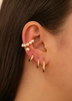 Brinco Feminino Trio Argola Dourado Banho Ouro 18k