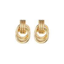 Brinco Feminino Trio de Argolas Pino de Prata Banho Ouro Prata MINIMALISTA cor:dourado Brinco Feminino Trio de Argolas Pino de Prata Banho Ouro Prata MINIMALISTA cor:dourado