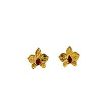Brinco Feminino Tulipa Banhado a Ouro 18K Flor com Miolo de Pedra Zircônia Semijoia Ciela
