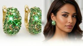 Brinco Feminino Verde Suave Ouro Zircônias Pino de Prata 925 Antialérgico Delicado Minimalista